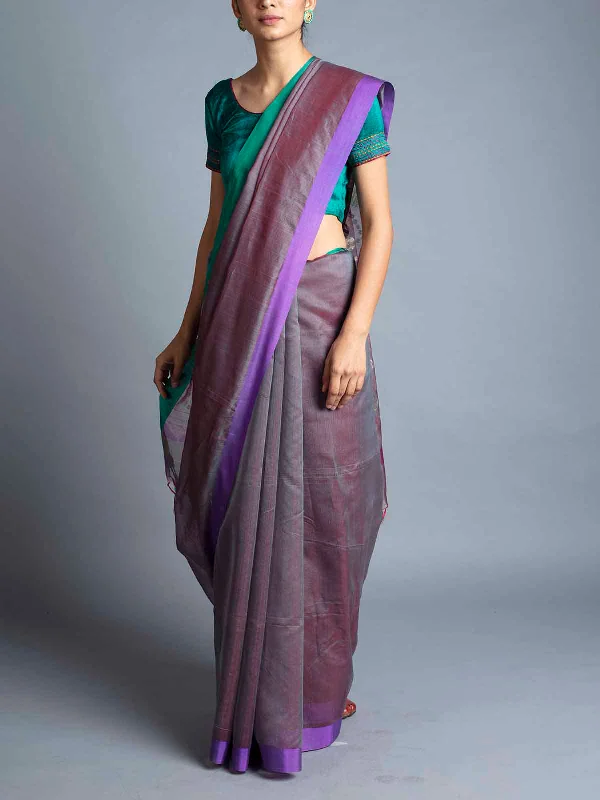 Rudraksh Palla Chanderi Saree Mauve With Blouse Piece Stylish Wrap Blouse