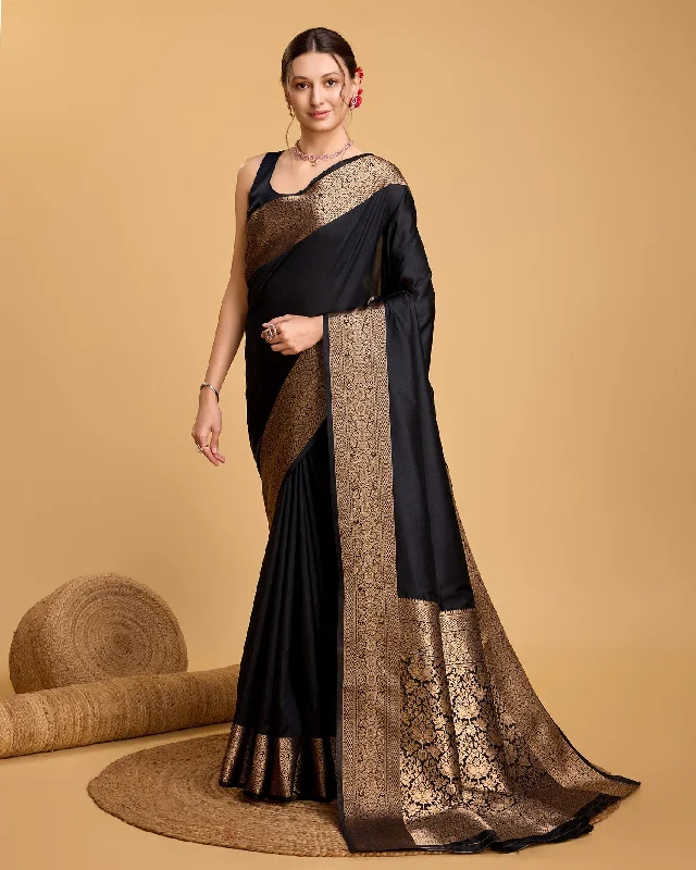 Women Party Wear Jari Weaving Worked Banarasi Silk Saree With Un Stitched Blouse Oversized Silk Blouse