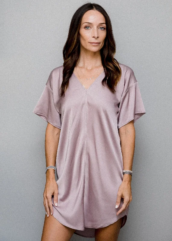 Satin T-shirt Dress Chenille Brocade Lace