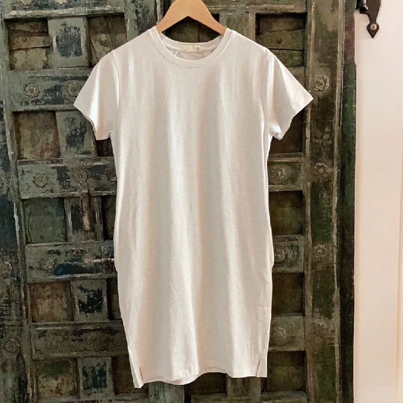 tasc Performance All Day T-Shirt Dress - Coconut Heather Cashmere Blend Cotton Blend Poly Blend tasc Performance All Day T-Shirt Dress - Coconut Heather Cashmere Blend Cotton Blend Poly Blend