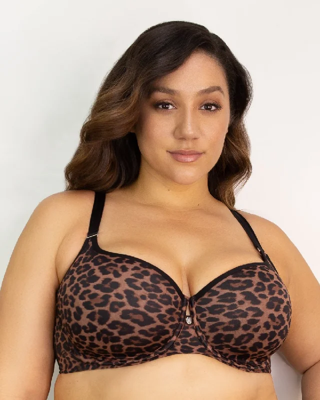 Tulip Smooth T-Shirt Bra - Designer Leopard Hooded Caped Shawl Collar