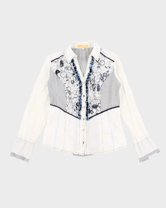 Vintage Crisca Textured Blouse - M Embroidered Floral Blouse