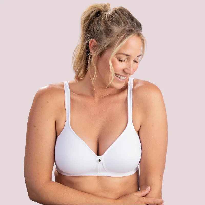 Voluptina Non-Wired T-Shirt Bra | White Print Jacquard Patchwork