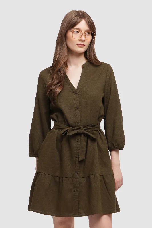 Tiered Dress With Tie