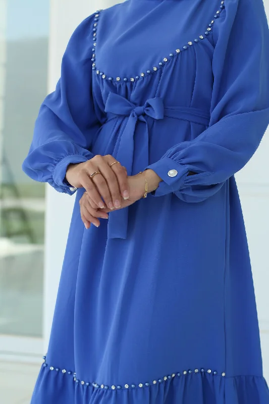 Bella Shop Women's Turkish Accessory Blue Dress
