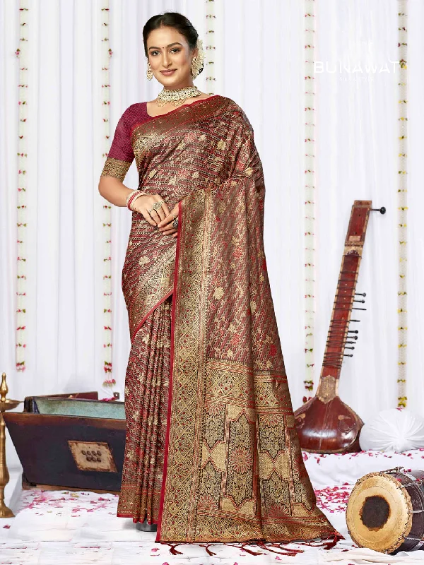 Women Multi Color Satin Silk Saree With Un Stitched Blouse Modern Oversized Blouse