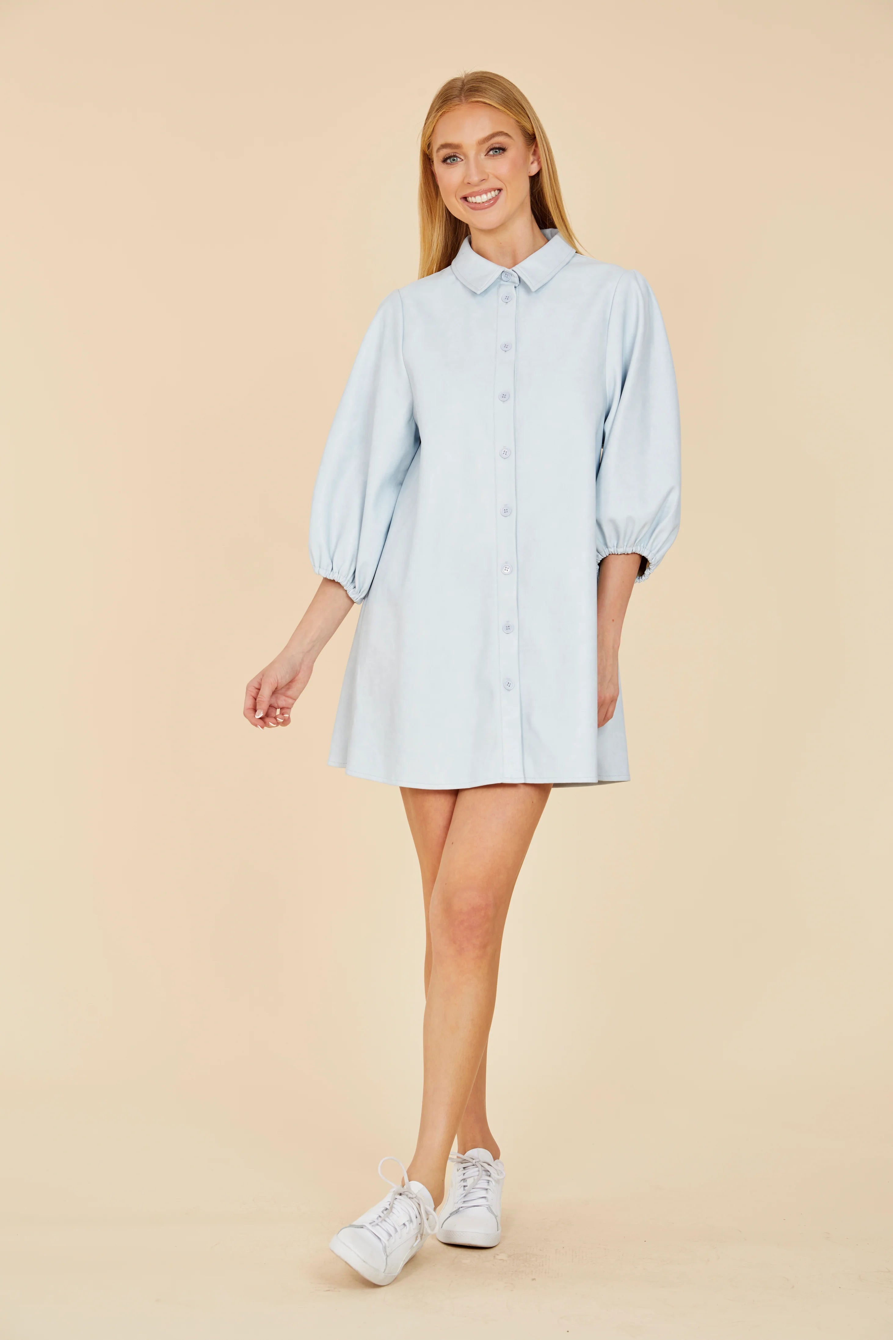 DOLCE CABO Faux Leather Puff Sleeve Dress