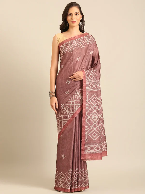 Women Burgundy Cotton Saree With Un Stitched Blouse Smart Casual Blouse