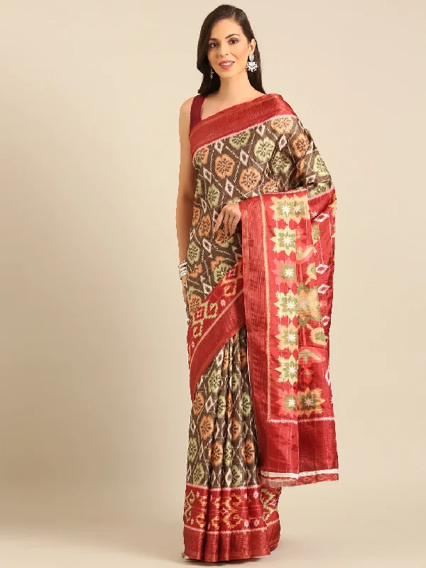 Women Olive Green Cotton Saree With Un Stitched Blouse Cotton Casual Blouse