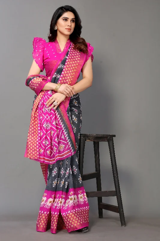 Women Casual Wear Printed Cotton Silk Saree With Un Stitched Blouse Feminine Pastel Blouse Women Casual Wear Printed Cotton Silk Saree With Un Stitched Blouse Feminine Pastel Blouse