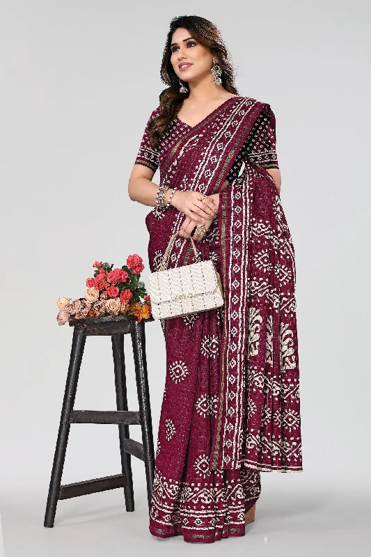 Women Casual Wear Printed Dhola Silk Saree With Un Stitched Blouse Chic Wrap Blouse