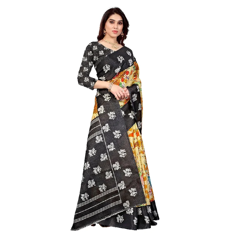 Women Casual Wear Printed Khadi Silk Saree With Un Stitched Blouse Casual Relaxed Fit Blouse Women Casual Wear Printed Khadi Silk Saree With Un Stitched Blouse Casual Relaxed Fit Blouse
