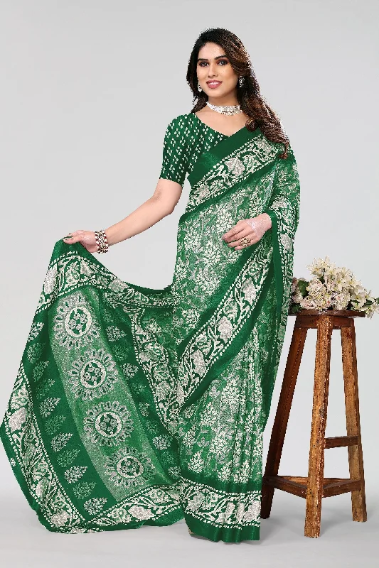 Women Casual Wear Printed Khadi Silk Saree With Un Stitched Blouse Pastel Color Blouse Women Casual Wear Printed Khadi Silk Saree With Un Stitched Blouse Pastel Color Blouse