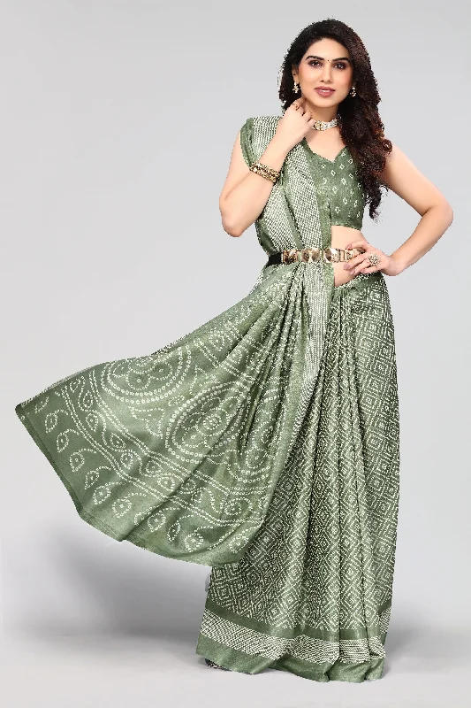 Women Casual Wear Printed Khadi Silk Saree With Un Stitched Blouse Sleeveless Summer Blouse Women Casual Wear Printed Khadi Silk Saree With Un Stitched Blouse Sleeveless Summer Blouse