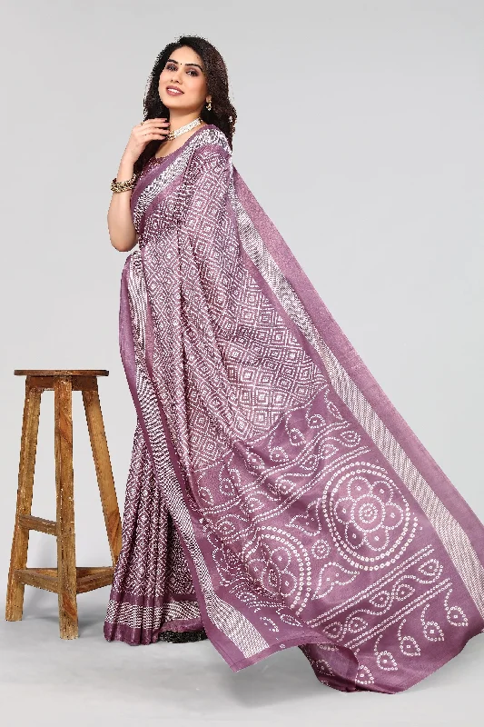 Women Casual Wear Printed Khadi Silk Saree With Un Stitched Blouse Vintage Lace Blouse Women Casual Wear Printed Khadi Silk Saree With Un Stitched Blouse Vintage Lace Blouse
