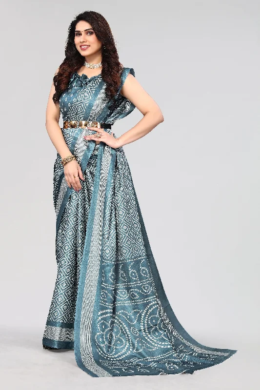 Women Casual Wear Printed Khadi Silk Saree With Un Stitched Blouse Soft Satin Blouse Women Casual Wear Printed Khadi Silk Saree With Un Stitched Blouse Soft Satin Blouse