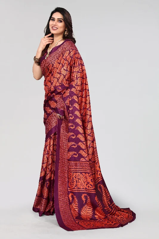 Women Casual Wear Printed Khadi Silk Saree With Un Stitched Blouse Casual Relaxed Fit Blouse Women Casual Wear Printed Khadi Silk Saree With Un Stitched Blouse Casual Relaxed Fit Blouse