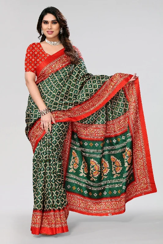 Women Casual Wear Printed Khadi Silk Saree With Un Stitched Blouse Business Casual Blouse Women Casual Wear Printed Khadi Silk Saree With Un Stitched Blouse Business Casual Blouse