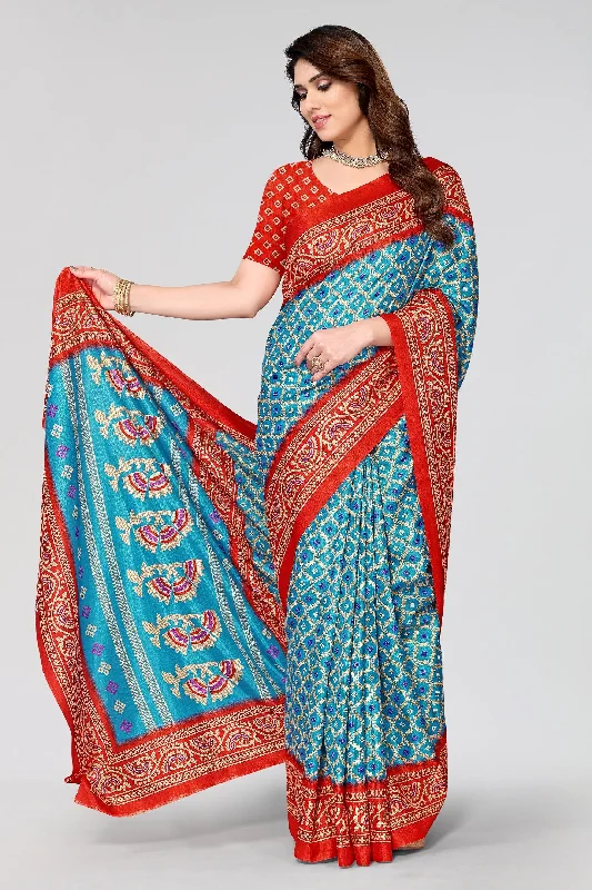 Women Casual Wear Printed Khadi Silk Saree With Un Stitched Blouse Classic Minimalist Blouse Women Casual Wear Printed Khadi Silk Saree With Un Stitched Blouse Classic Minimalist Blouse