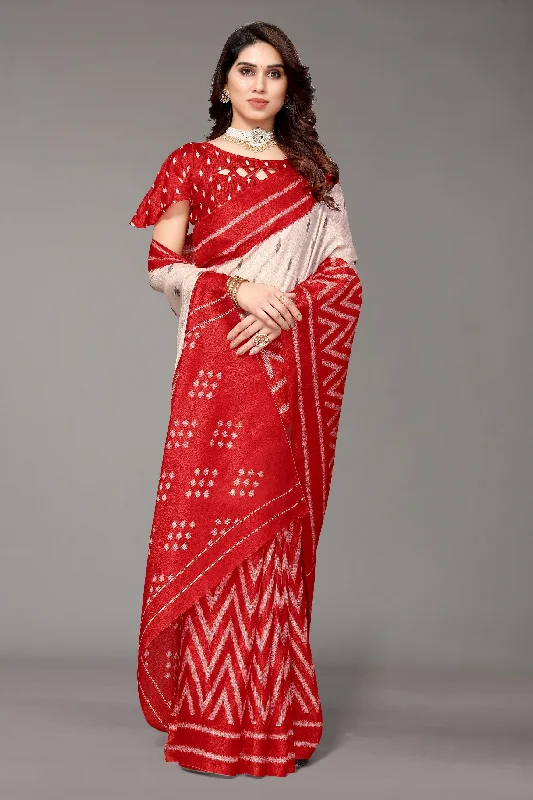 Women Casual Wear Printed Khadi Silk Saree With Un Stitched Blouse Versatile Layering Blouse Women Casual Wear Printed Khadi Silk Saree With Un Stitched Blouse Versatile Layering Blouse