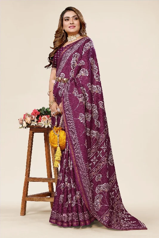 Women Casual Wear Printed Dhola Silk Saree With Un Stitched Blouse Lightweight Chiffon Blouse Women Casual Wear Printed Dhola Silk Saree With Un Stitched Blouse Lightweight Chiffon Blouse