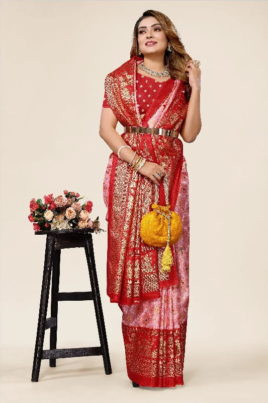 Women Casual Wear Printed Dhola Silk Saree With Un Stitched Blouse Smart Casual Blouse Women Casual Wear Printed Dhola Silk Saree With Un Stitched Blouse Smart Casual Blouse