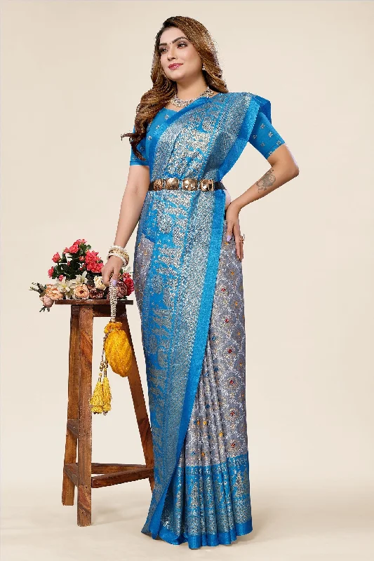 Women Casual Wear Printed Dhola Silk Saree With Un Stitched Blouse Sweetheart Neck Blouse Women Casual Wear Printed Dhola Silk Saree With Un Stitched Blouse Sweetheart Neck Blouse