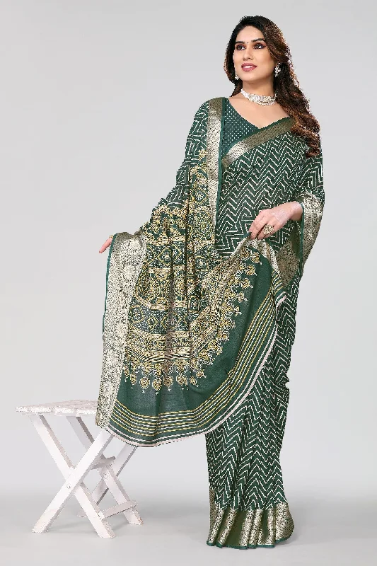 Women Casual Wear Printed Dhola Silk Saree With Un Stitched Blouse Vintage Lace Blouse Women Casual Wear Printed Dhola Silk Saree With Un Stitched Blouse Vintage Lace Blouse