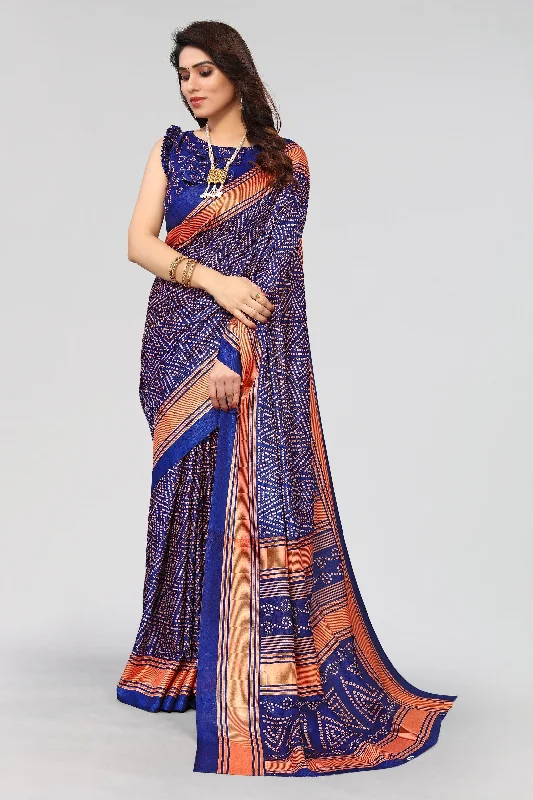 Women Casual Wear Printed Khadi Silk Saree With Un Stitched Blouse Satin Long Blouse Women Casual Wear Printed Khadi Silk Saree With Un Stitched Blouse Satin Long Blouse