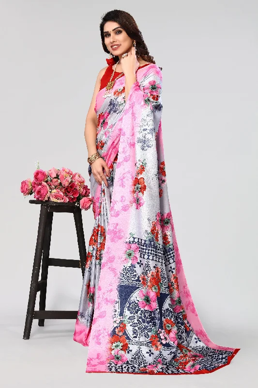 Women Casual Wear Printed Khadi Silk Saree With Un Stitched Blouse Double-Layered Blouse Women Casual Wear Printed Khadi Silk Saree With Un Stitched Blouse Double-Layered Blouse