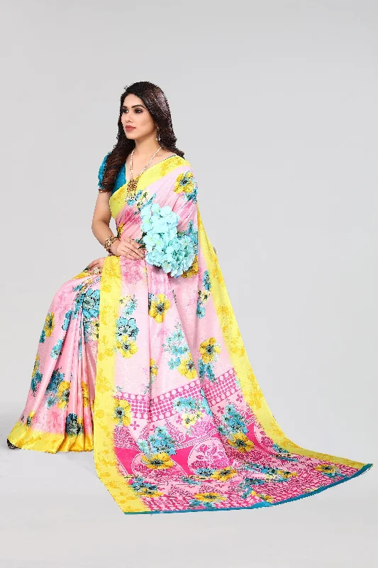 Women Casual Wear Printed Khadi Silk Saree With Un Stitched Blouse Oversized Silk Blouse Women Casual Wear Printed Khadi Silk Saree With Un Stitched Blouse Oversized Silk Blouse