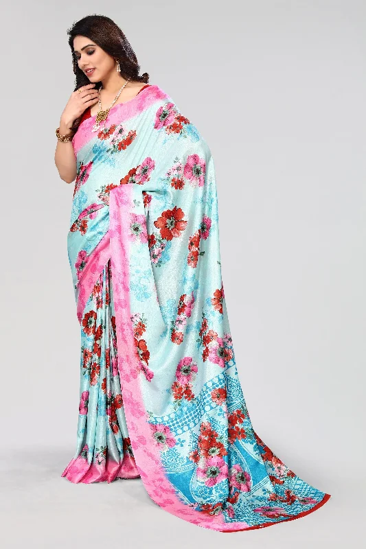 Women Casual Wear Printed Khadi Silk Saree With Un Stitched Blouse Relaxed Fit Blouse Women Casual Wear Printed Khadi Silk Saree With Un Stitched Blouse Relaxed Fit Blouse