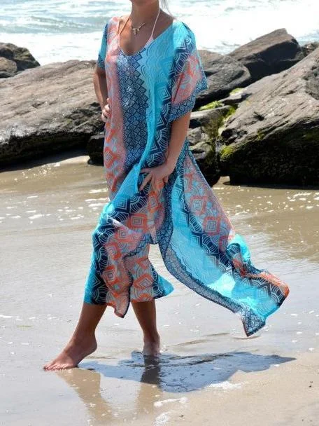 2018 New Chiffon Print Short Sleeve Plus Size Beach Maxi Dress Trendy Maxi Dress with Lace 2018 New Chiffon Print Short Sleeve Plus Size Beach Maxi Dress Trendy Maxi Dress with Lace