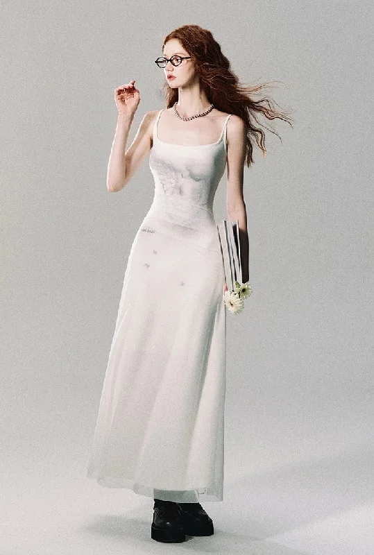 Angel Wing Slip Maxi Dress Elegant Maxi Dress with Lace