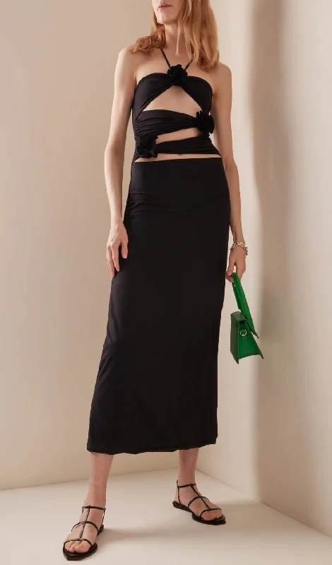 BANDAGE CUT OUT MAXI DRESS IN BLACK Chic Summer Maxi Dress