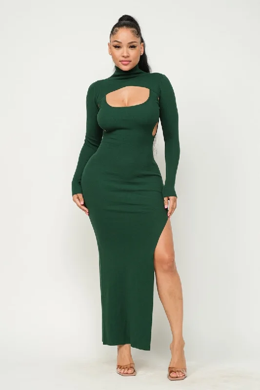 Bolero Side Cut Out Maxi Dress Fashionable Chiffon Maxi Dress