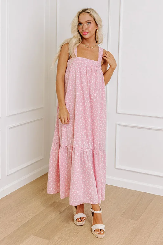 Casual Convo Floral Maxi Dress in Pink Elegant Tiered Maxi Dress