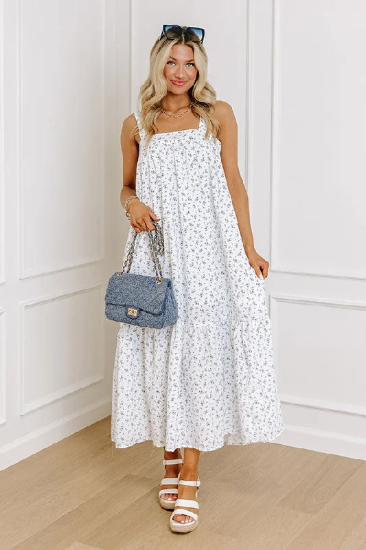 Casual Convo Floral Maxi Dress in White Stylish Button-Up Maxi Dress