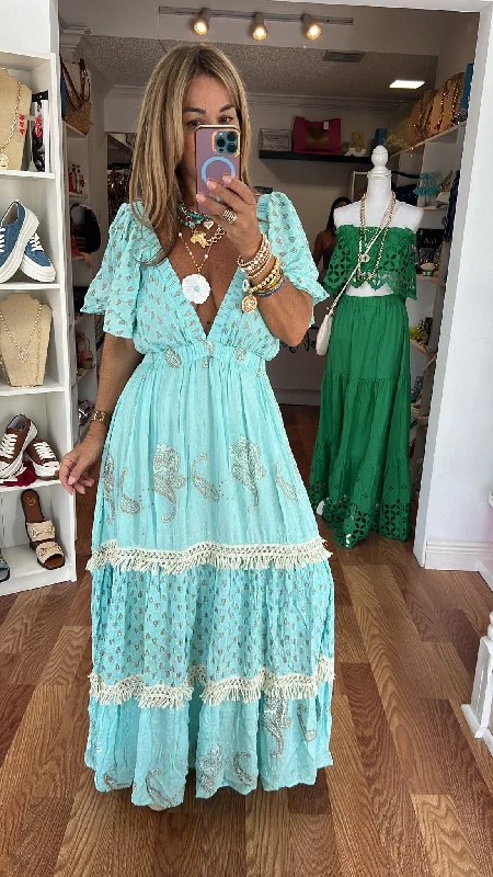 CB 4025 MAXI DRESS Trendy Floral Print Maxi Dress