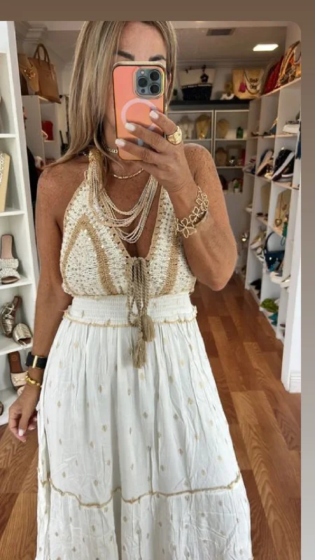 CB 4580 MAXI DRESS Comfortable Pleated Maxi Dress