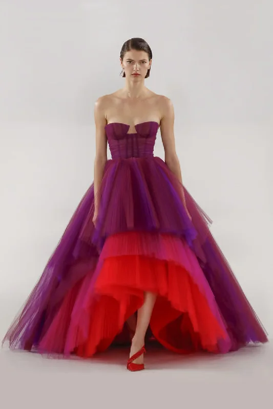 Celebration Time Asymmetrical Strapless Maxi Dress Comfortable Flowy Maxi Dress