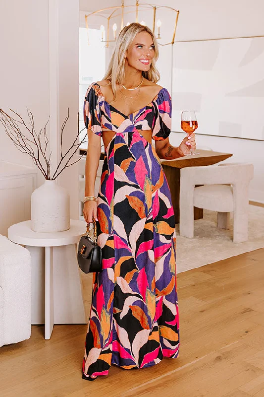 Coastal Glam Cut Out Maxi Dress Elegant Silk Maxi Dress