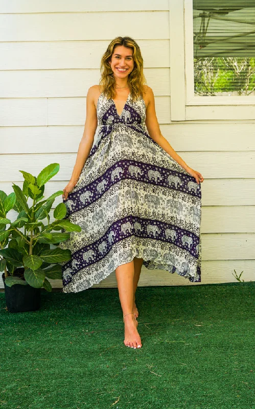 Purple Cute Mandala Goddess Boho Maxi Dress Stylish Longline Maxi Dress