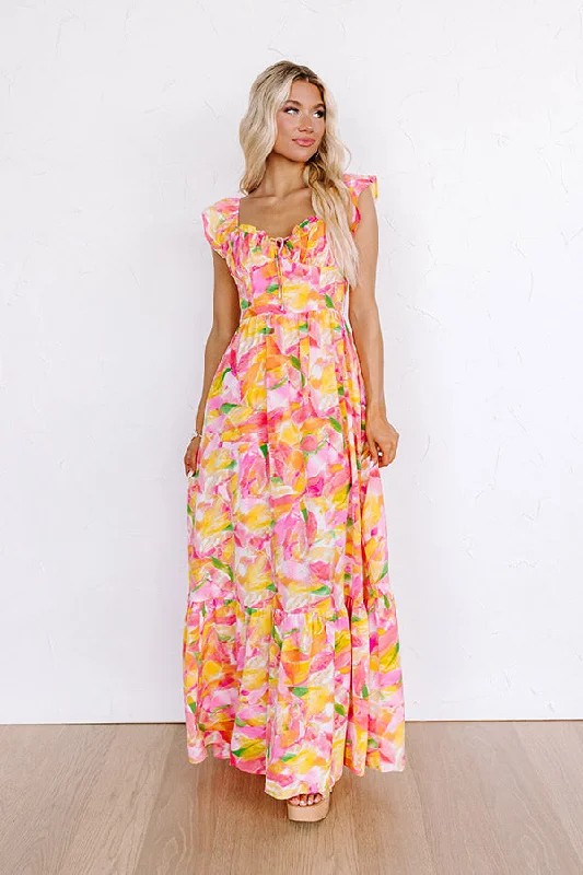 Courtyard Garden Maxi Dress Fashionable Faux Wrap Maxi Dress
