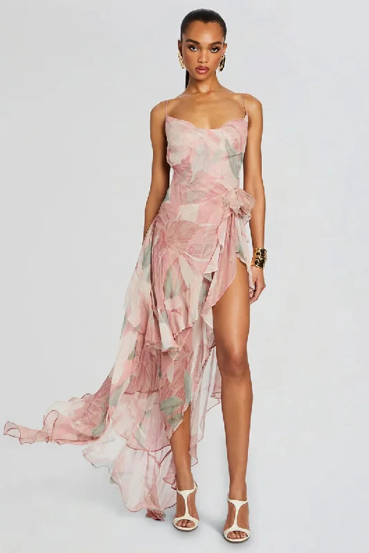 Divine Allure Floral Print Maxi Dress Stylish One-Shoulder Maxi Dress