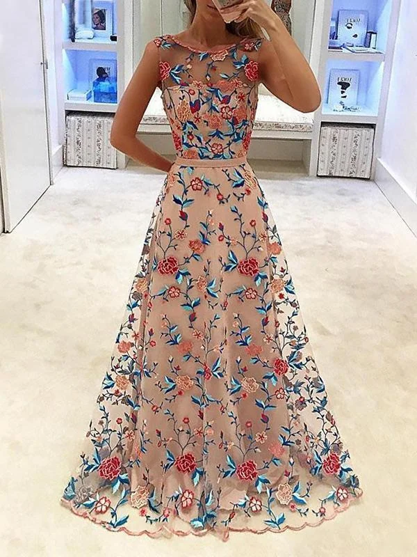 Evening Lace Embroidered Hollow Sleeveless Maxi Dress Cozy Ruffle Sleeve Maxi Dress