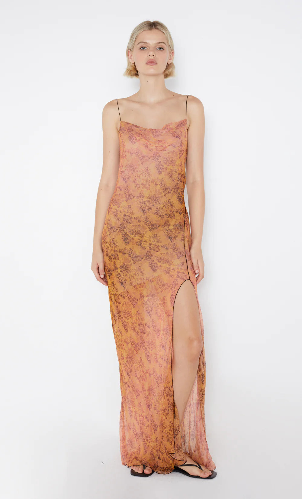 FLEUR DE LIS MAXI DRESS Trendy Satin Maxi Dress