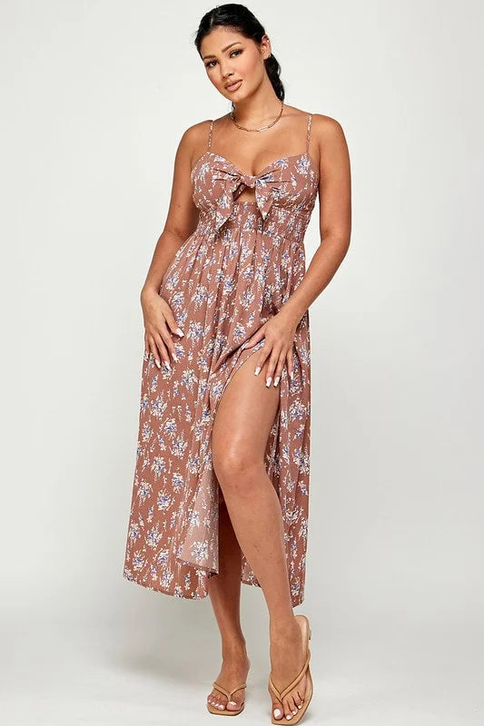 Flower Rain Slit Open Maxi Dress Elegant Velvet Maxi Dress