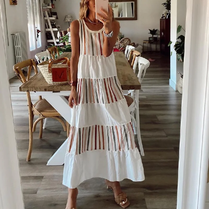Full of Personality Striped Maxi Dress- Comfortable Ruffle Maxi Dress