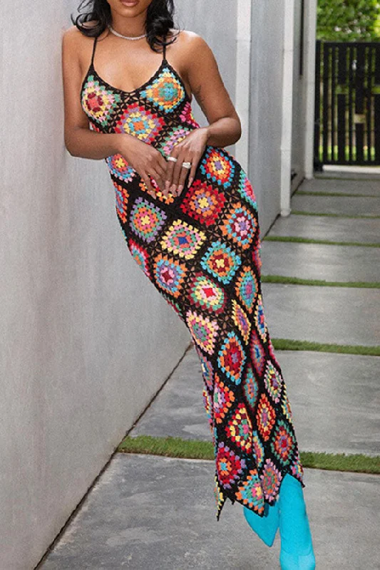 Graphic Print Retro Strappy Irregular Hem Maxi Dress Comfortable Maxi Dress with Sleeves Graphic Print Retro Strappy Irregular Hem Maxi Dress Comfortable Maxi Dress with Sleeves
